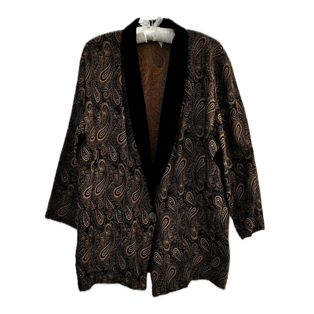 Vintage brocade and velvet dress jacket, smoking jacket
